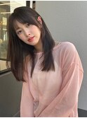 内巻きレイヤー/セミロング/ココアブラウン