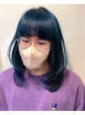 メンズマッシュウルフ×インディゴカラー