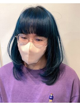 ルーシー(LUCY) メンズマッシュウルフ×インディゴカラー