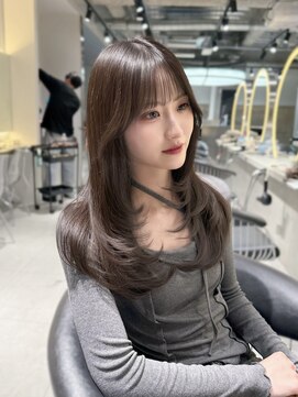 ロンドウル 熊本(Lond ulu) ウェーブミディアムメルティカラー×ブリーチなし韓国【熊本】