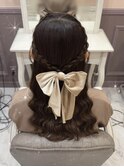編み込みハーフアップ