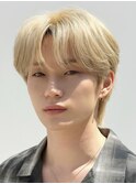 ケアブリーチブロンドエンドカラーメンズ韓国ヘアフェザーパーマ