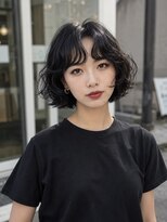 ノラ シブヤ(NORA)&nbsp;小顔ミディアムパーマミディアムデジタルパーマボブパーマ前髪