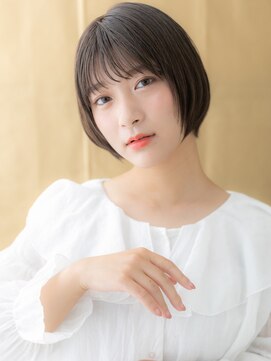 カバーヘア ブリス 上尾西口店(COVER HAIR bliss) 黒髪ダークブラウン前下がりハンサムショートボブ20代30代W上尾