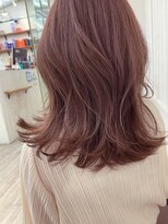 ナンバー アンフィール 渋谷(N° anfeel)&nbsp;ハイトーンカラー外ハネピンクブラウン大人かわいい