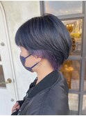 ショートボブ×インナーカラー