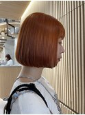 ダブルカラー　オレンジベージュ　ミニボブ