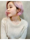 ブリーチありホワイトピンクナチュラルボブ