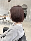 伸ばしかけのボブ_ピンクグレージュ