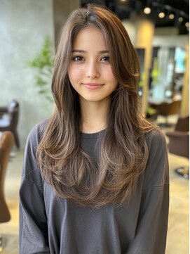 クラン 横浜(Clanc) くびれヘア ハイライトカラー アプリコットオレンジ 夏