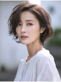 ☆ホワイトグレージュミニウルフデジタルパーマチェリーブラウン