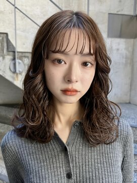 メゾンアクア 表参道(Maison ACQUA) アプリコットオレンジミディアムパーマデジタルパーマボブパーマ