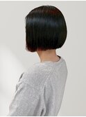 黒髪 切りっぱなしボブ 髪質改善 艶髪 縮毛矯正 ストレート 30代