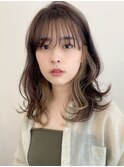 ロングレイヤー、外ハネボブ、グレージュ、脱白髪染め☆