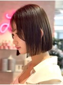 ダークアッシュブラウン/顔周りカット/縮毛矯正/渋谷
