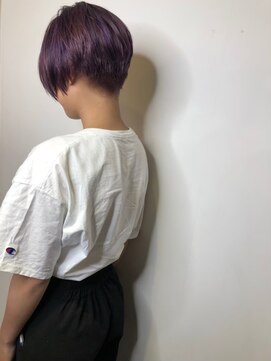 モルニ(MORNI) パープルカラー_マロンベージュ Aラインボブ かきあげ