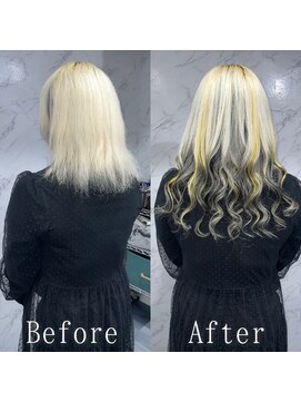 あるじゃんすー 札幌店 ホワイト×イエロー×ブラック#シールエクステ#美髪#韓国#札幌