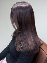 ポルト(porto produced by teatro hair salon)&nbsp;ラベンダーカラー ブラウン 顔周りレイヤー ロングヘア