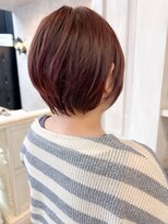キャアリー(Caary) 福山市美容室Caary丸みショートボブ赤みワインレッドカラー