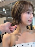 大人ボブ銀座レイヤーカット有楽町ミディアムボブベージュ