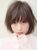 ブラウンアッシュエアリーボブ小顔ショートボブ20代30代40代