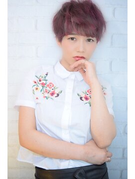 ラウンジ モリオ イケブクロ(Lounge MORIO Ikebukuro) 【morio池袋】かっこいいモーブカラー小顔ショート