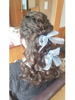 エクステンション クーチャー(Extention Cu'cha) 編みこみねじり リボンハーフアップ(*´ω`*)