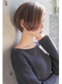 大人可愛い20代30代40代黒髪前下がりショートボブ丸みショート◎