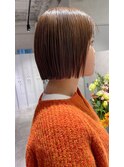 大人ボブ切りっぱなしボブ ベージュカラー20代30代