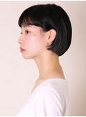似合わせ姫カット前髪カール黒髪ショートボブ0603