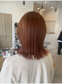 外ハネボブ|オレンジカラー|暖色カラー|ブリーチカラー