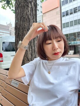 インプレッション(impression produced by LA’BO) 【札幌/impression佐藤】レイヤーボブ/透け感ピンクベージュ