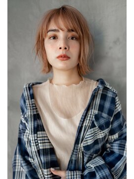 ギークス(GEEKS) 【GEEKS渋谷】レイヤーボブ/コーラルピンク/ハイトーンボブ/小顔