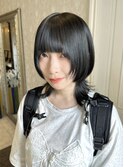 ミディアムくびれウルフカットレイヤーカット黒髪10代20代30代