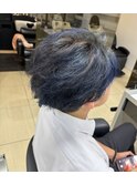 黒×青メッシュカラー