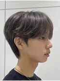 ダークグレージュメンズシースルーマッシュケアブリーチブロンド