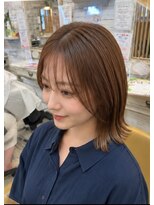 フゥカ 売市店(fuka)&nbsp;切りっぱなしボブ×ハイライト×アッシュベージュ