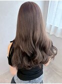透明感カラー明るめグレージュ＊ミックス巻きロングヘア/明大前