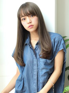 マイラ 銀座(myla) 斜めバングレージュシルキーベージュデザインカラー髪質改善艶髪