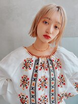 メーヴェ(Mowen) mowen 南堀江　ボブ×メルティーベージュ×艶髪×軽めバング