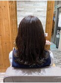 セミロング×アッシュグレー