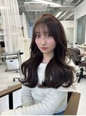 韓国ヘア　レイヤーロング　グレーアッシュ　グレージュカラー