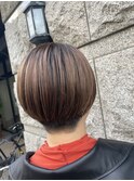 マッシュショート 透明感カラー ブラウンベージュ