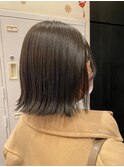 切りっぱなし/おかっぱボブ/外ハネ/小顔/冬色ダークブラウン