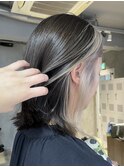 調布切りっぱなしボブインナーカラーシルバーグレージュ