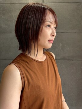 ディスコネクト(DISCO-N-NECT) オレンジブラウン 切りっぱなしボブ ストレート 暖色カラー 20代