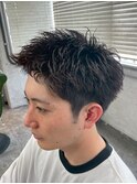 MEN’S HAIR/ブルーブラック/フェザーパーマ/ハイライト