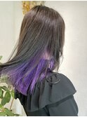 インナーカラー ムラサキ ミディアムヘア