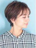 小顔美髪イメチェンピンクブラウン切りっぱなしボブショート