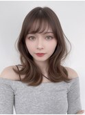 20代30代大人可愛いダブルカラーアッシュグレージュミディ
